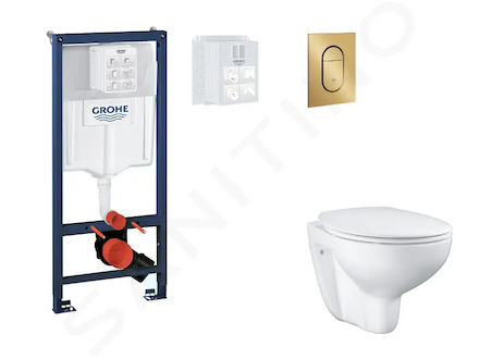 Grohe Rapid SL - Set předstěnové instalace, klozetu, sedátka SoftClose a tlačítka Arena Cosmopolitan S, kartáčovaný Cool Sunrise