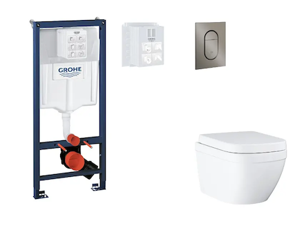 Grohe Rapid SL - Set předstěnové instalace, klozetu, sedátka SoftClose a tlačítka Arena Cosmopolitan S, Triple Vortex, kartáčova