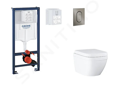 Grohe Rapid SL - Set předstěnové instalace, klozetu, sedátka SoftClose a tlačítka Arena Cosmopolitan S, Triple Vortex, kartáčova