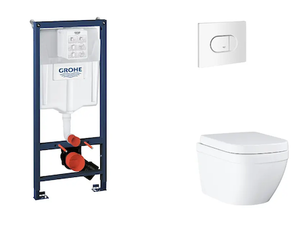 Grohe Rapid SL - Set předstěnové instalace, klozetu, sedátka SoftClose a tlačítka Arena Cosmopolitan, Triple Vortex, alpská bílá