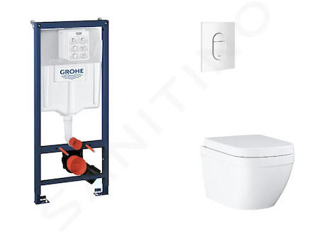 Grohe Rapid SL - Set předstěnové instalace, klozetu, sedátka SoftClose a tlačítka Arena Cosmopolitan, Triple Vortex, alpská bílá