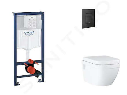 Grohe Rapid SL - Set předstěnové instalace, klozetu, sedátka SoftClose a tlačítka Even, phantom black SANI11BB5119