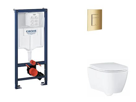 Grohe Rapid SL - Set předstěnové instalace, klozetu, sedátka SoftClose a tlačítka Skate Cosmopolitan, Cool Sunrise SANI11BB4137