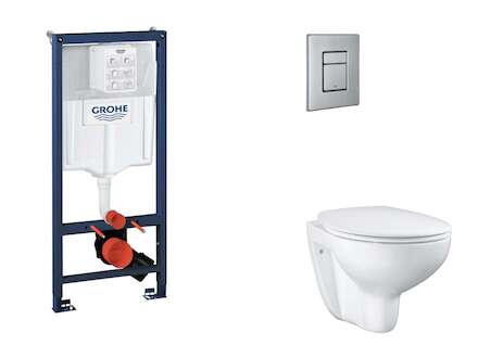 Grohe Rapid SL - Set předstěnové instalace, klozetu, sedátka SoftClose a tlačítka Skate Cosmopolitan, kartáčovaná nerezová ocel 