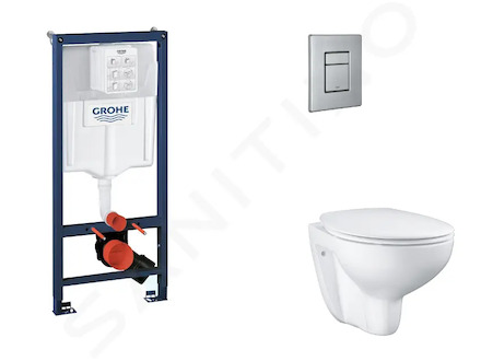 Grohe Rapid SL - Set předstěnové instalace, klozetu, sedátka SoftClose a tlačítka Skate Cosmopolitan, kartáčovaná nerezová ocel 