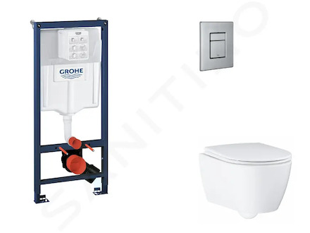 Grohe Rapid SL - Set předstěnové instalace, klozetu, sedátka SoftClose a tlačítka Skate Cosmopolitan, kartáčovaná nerezová ocel 