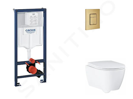 Grohe Rapid SL - Set předstěnové instalace, klozetu, sedátka SoftClose a tlačítka Skate Cosmopolitan, kartáčovaný Cool Sunrise S