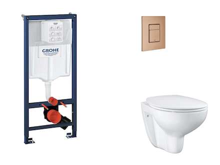 Grohe Rapid SL - Set předstěnové instalace, klozetu, sedátka SoftClose a tlačítka Skate Cosmopolitan, kartáčovaný Warm Sunset SA