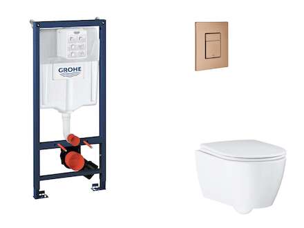 Grohe Rapid SL - Set předstěnové instalace, klozetu, sedátka SoftClose a tlačítka Skate Cosmopolitan, kartáčovaný Warm Sunset SA