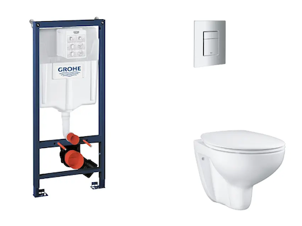 Grohe Rapid SL - Set předstěnové instalace, klozetu, sedátka SoftClose a tlačítka Skate Cosmopolitan, matný chrom SANI11BB2114