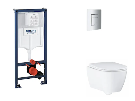 Grohe Rapid SL - Set předstěnové instalace, klozetu, sedátka SoftClose a tlačítka Skate Cosmopolitan, matný chrom SANI11BB2123