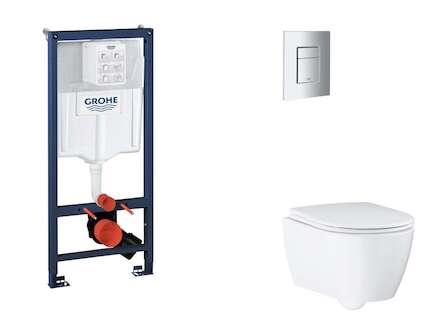 Grohe Rapid SL - Set předstěnové instalace, klozetu, sedátka SoftClose a tlačítka Skate Cosmopolitan, matný chrom SANI11BB2123