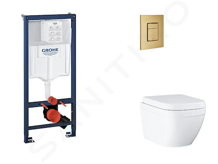 Grohe Rapid SL - Set předstěnové instalace, klozetu, sedátka SoftClose a tlačítka Skate Cosmopolitan, Triple Vortex, kartáčovaný