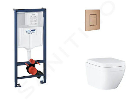 Grohe Rapid SL - Set předstěnové instalace, klozetu, sedátka SoftClose a tlačítka Skate Cosmopolitan, Triple Vortex, kartáčovaný