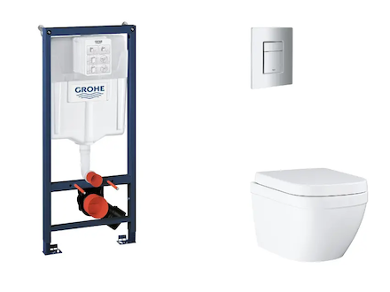 Grohe Rapid SL - Set předstěnové instalace, klozetu, sedátka SoftClose a tlačítka Skate Cosmopolitan, Triple Vortex, matný chrom