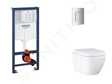 Grohe Rapid SL - Set předstěnové instalace, klozetu, sedátka SoftClose a tlačítka Skate Cosmopolitan, Triple Vortex, matný chrom