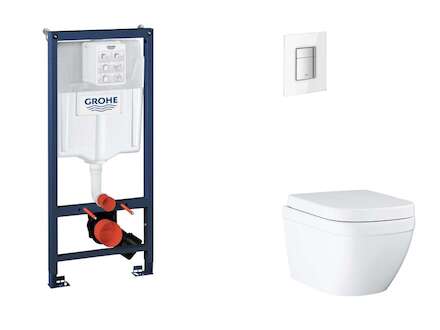 Grohe Rapid SL - Set předstěnové instalace, klozetu, sedátka SoftClose a tlačítka Skate Cosmopolitan, Triple Vortex, Moon White 