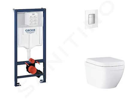 Grohe Rapid SL - Set předstěnové instalace, klozetu, sedátka SoftClose a tlačítka Skate Cosmopolitan, Triple Vortex, Moon White 