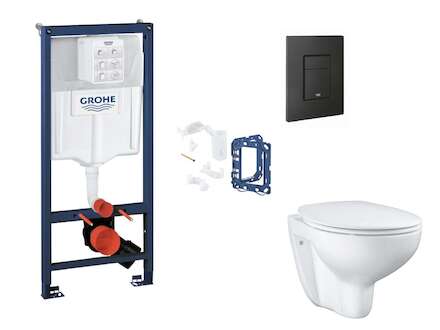 Grohe Rapid SL - Set předstěnové instalace, klozetu, sedátka SoftClose, tlačítka Even a sady pro vhazování tablet, phantom black