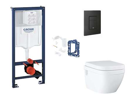 Grohe Rapid SL - Set předstěnové instalace, klozetu, sedátka SoftClose, tlačítka Even a sady pro vhazování tablet, phantom black