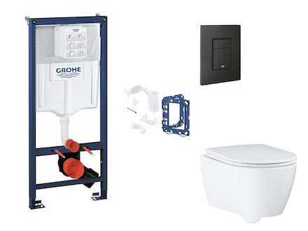 Grohe Rapid SL - Set předstěnové instalace, klozetu, sedátka SoftClose, tlačítka Even a sady pro vhazování tablet, phantom black