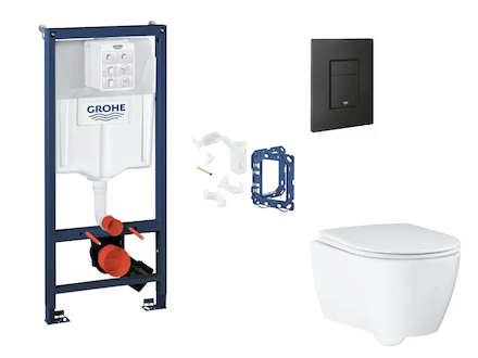 Grohe Rapid SL - Set předstěnové instalace, klozetu, sedátka SoftClose, tlačítka Even a sady pro vhazování tablet, phantom black
