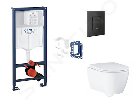 Grohe Rapid SL - Set předstěnové instalace, klozetu, sedátka SoftClose, tlačítka Even a sady pro vhazování tablet, phantom black