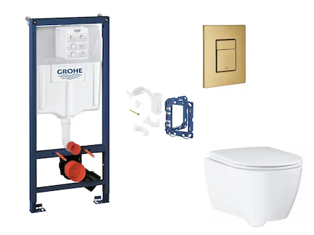 Grohe Rapid SL - Set předstěnové instalace, klozetu, sedátka SoftClose, tlačítka Skate Cosmopolitan a sady pro vhazování tablet,