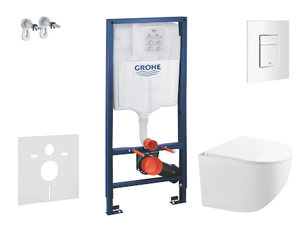 Grohe Rapid SL - Set předstěnové instalace, kompaktního klozetu Gaia sedátka softclose, tlačítko Skate Cosmopolitan, alpská bílá