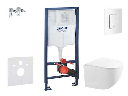 Grohe Rapid SL - Set předstěnové instalace, kompaktního klozetu Gaia sedátka softclose, tlačítko Skate Cosmopolitan, alpská bílá