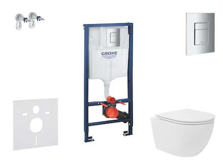Grohe Rapid SL - Set předstěnové instalace, kompaktního klozetu Oudee Vortex a sedátka softclose, tlačítko Skate Cosmopolitan, c