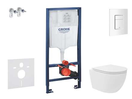 Grohe Rapid SL - Set předstěnové instalace, kompaktního klozetu Oudee Vortex a sedátka softclose, tlačítko Skate Cosmopolitan, a