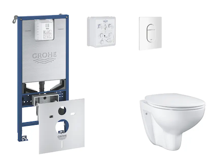 Grohe Rapid SLX - Set předstěnové instalace, klozetu, sedátka SoftClose a tlačítka Arena Cosmopolitan, alpská bílá SANI11BB3102