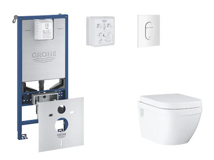 Grohe Rapid SLX - Set předstěnové instalace, klozetu, sedátka SoftClose a tlačítka Arena Cosmopolitan, alpská bílá SANI11BB3110