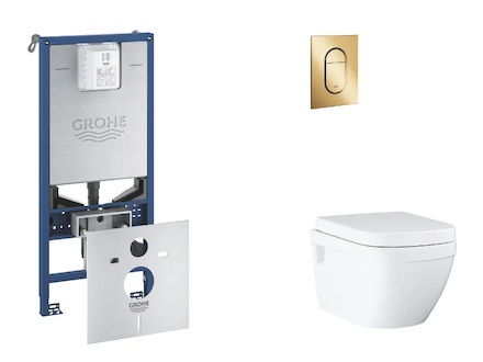Grohe Rapid SLX - Set předstěnové instalace, klozetu, sedátka SoftClose a tlačítka Arena Cosmopolitan S, Cool Sunrise SANI11BB41