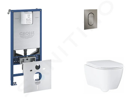 Grohe Rapid SLX - Set předstěnové instalace, klozetu, sedátka SoftClose a tlačítka Arena Cosmopolitan S, kartáčovaný Hard Graphi
