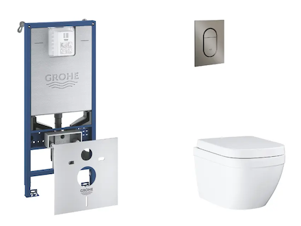 Grohe Rapid SLX - Set předstěnové instalace, klozetu, sedátka SoftClose a tlačítka Arena Cosmopolitan S, Triple Vortex, kartáčov