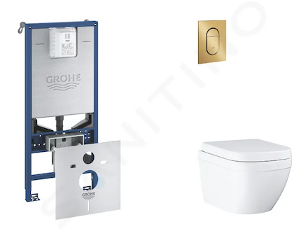 Grohe Rapid SLX - Set předstěnové instalace, klozetu, sedátka SoftClose a tlačítka Arena Cosmopolitan S, Triple Vortex, kartáčov