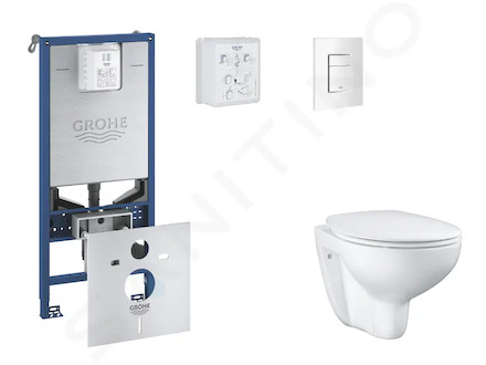 Grohe Rapid SLX - Set předstěnové instalace, klozetu, sedátka SoftClose a tlačítka Skate Cosmopolitan, alpská bílá SANI11BB3101