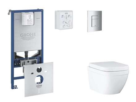 Grohe Rapid SLX - Set předstěnové instalace, klozetu, sedátka SoftClose a tlačítka Skate Cosmopolitan, Triple Vortex, chrom SANI