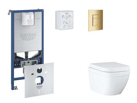 Grohe Rapid SLX - Set předstěnové instalace, klozetu, sedátka SoftClose a tlačítka Skate Cosmopolitan, Triple Vortex, Cool Sunri
