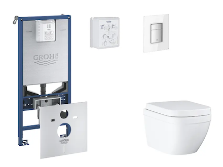 Grohe Rapid SLX - Set předstěnové instalace, klozetu, sedátka SoftClose a tlačítka Skate Cosmopolitan, Triple Vortex, Moon White