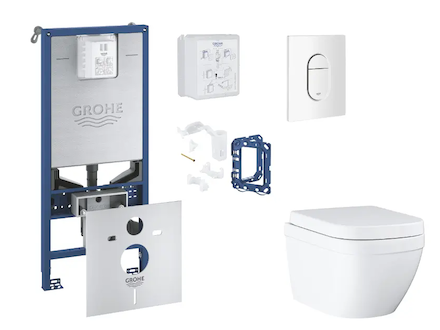Grohe Rapid SLX - Set předstěnové instalace, klozetu, sedátka SoftClose, tlačítka Arena Cosmopolitan a sady pro vhazování tablet