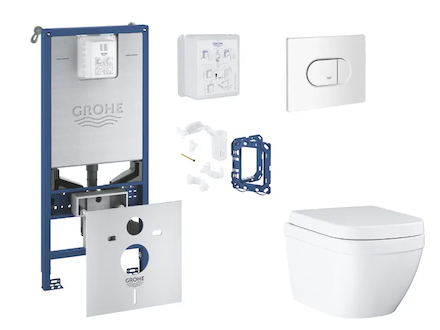 Grohe Rapid SLX - Set předstěnové instalace, klozetu, sedátka SoftClose, tlačítka Arena Cosmopolitan a sady pro vhazování tablet