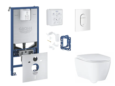 Grohe Rapid SLX - Set předstěnové instalace, klozetu, sedátka SoftClose, tlačítka Arena Cosmopolitan a sady pro vhazování tablet