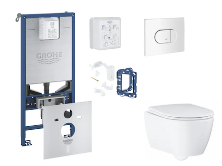Grohe Rapid SLX - Set předstěnové instalace, klozetu, sedátka SoftClose, tlačítka Arena Cosmopolitan a sady pro vhazování tablet