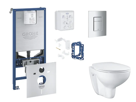 Grohe Rapid SLX - Set předstěnové instalace, klozetu, sedátka SoftClose, tlačítka Skate Cosmopolitan a sady pro vhazování tablet