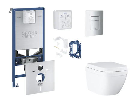 Grohe Rapid SLX - Set předstěnové instalace, klozetu, sedátka SoftClose, tlačítka Skate Cosmopolitan a sady pro vhazování tablet