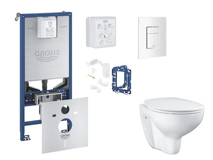 Grohe Rapid SLX - Set předstěnové instalace, klozetu, sedátka SoftClose, tlačítka Skate Cosmopolitan a sady pro vhazování tablet