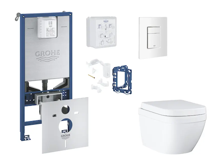 Grohe Rapid SLX - Set předstěnové instalace, klozetu, sedátka SoftClose, tlačítka Skate Cosmopolitan a sady pro vhazování tablet